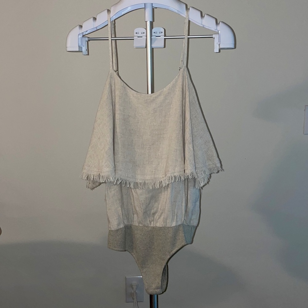 Linen bodysuit in stone